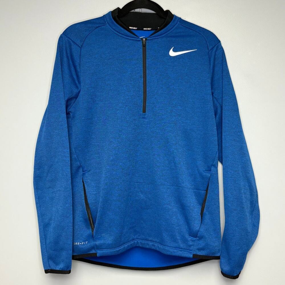 Nike Golf Outdoor Sports Dri-Fit 1/4 Zip Blue Fleece Pullover Mens‎ Sz S